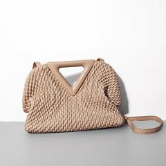 Women's Embroidered Crinkled Cloud Leather Handbag