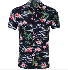 Men's Short Sleeve Hawaiian Print Beach Shirt
