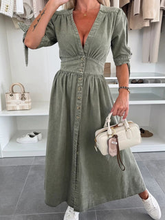 V-Neck Midi Dress