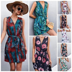V-neck Zip-neck Dress for Women in Spring and Summer