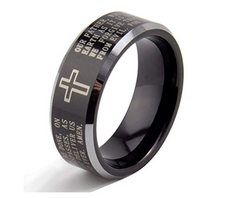 Men's Cross Ring in Black Tungsten Steel