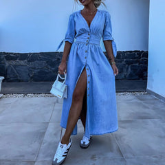 V-Neck Midi Dress