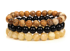 Men's Natural Stone Bead Bracelet