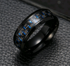 Fashionable Men's Titanium Steel Carbon Fiber Ring