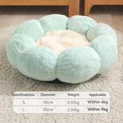 Plush Round Flower-Shaped Doghouse for Pets