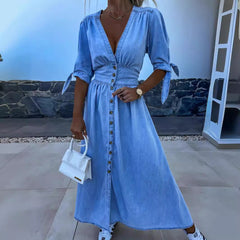 V-Neck Midi Dress