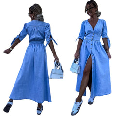 V-Neck Midi Dress