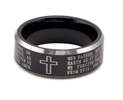 Men's Cross Ring in Black Tungsten Steel