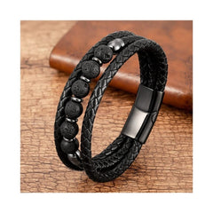 Men's Three-Layer Leather Bracelet