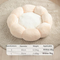 Plush Round Flower-Shaped Doghouse for Pets