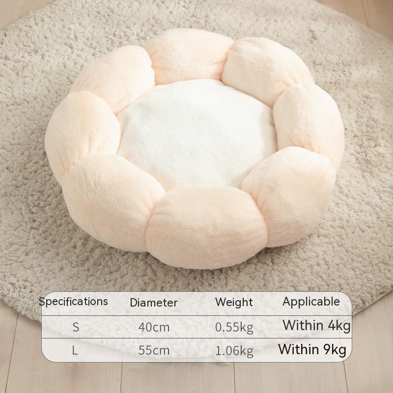 Plush Round Flower-Shaped Doghouse for Pets