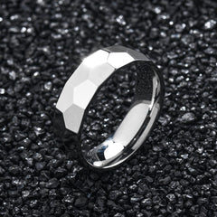 Men's Irregular Polished Titanium Steel Diamond Ring