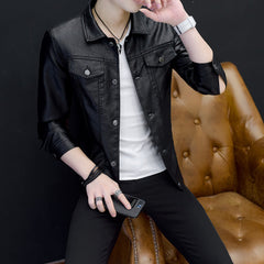 Men's Leather Jacket, Youth Motorcycle Leather Coat