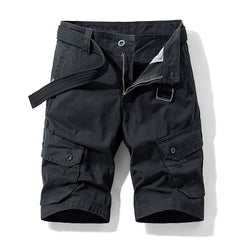 Men's Solid Color Multi-Pocket Cargo Shorts