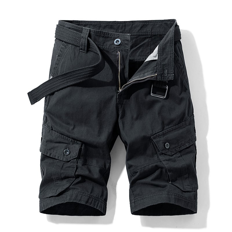 Men's Solid Color Multi-Pocket Cargo Shorts