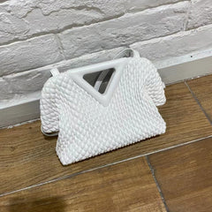 Women's Embroidered Crinkled Cloud Leather Handbag