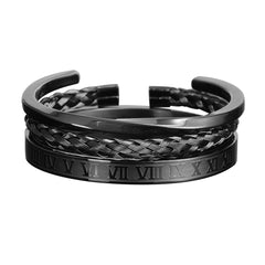 Men's Titanium Steel Woven Bracelet Set