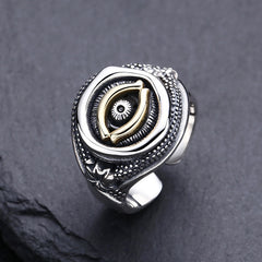 Sterling Silver Men's Eye Of God Ring