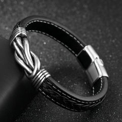 Titanium Steel Men's Leather Bracelet and Wristband