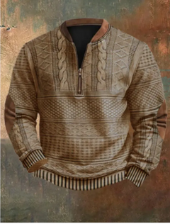 Men's 3D Printed Half-Zip Sweater