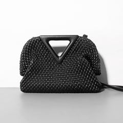 Women's Embroidered Crinkled Cloud Leather Handbag