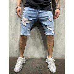Slim Fit Men's Denim Pants with Holes