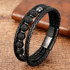 Men's Three-Layer Leather Bracelet