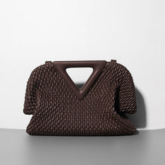 Women's Embroidered Crinkled Cloud Leather Handbag