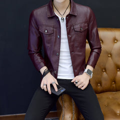Men's Leather Jacket, Youth Motorcycle Leather Coat
