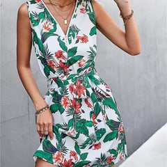 V-neck Zip-neck Dress for Women in Spring and Summer