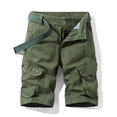 Men's Solid Color Multi-Pocket Cargo Shorts