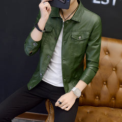 Men's Leather Jacket, Youth Motorcycle Leather Coat