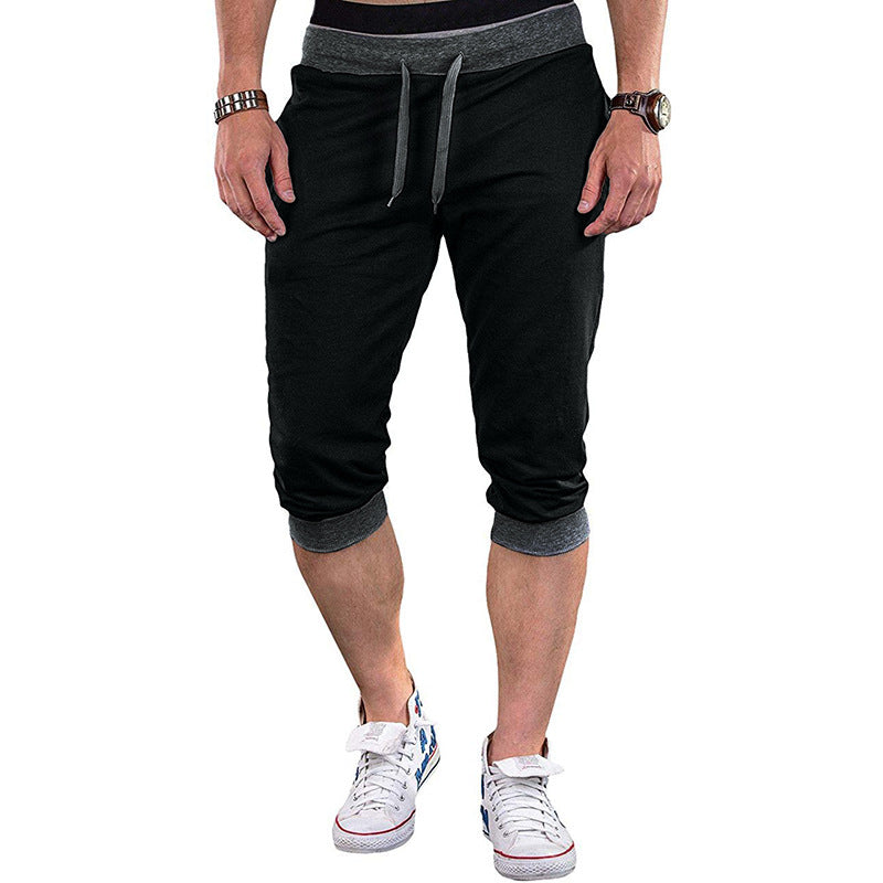 Men's Casual Cropped Trousers with Drawstring