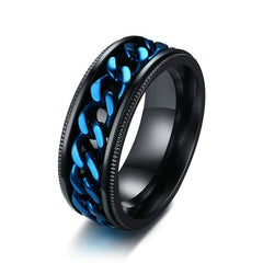 Men's Fashion Titanium Steel Blue Chain Ring