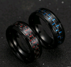 Fashionable Men's Titanium Steel Carbon Fiber Ring