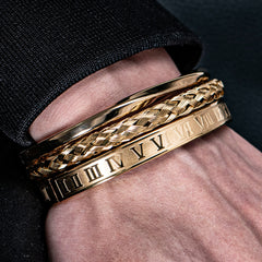 Men's Titanium Steel Woven Bracelet Set