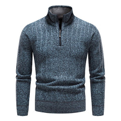 Men's Striped Fleece Stand Collar Pullover Sweater