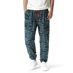 Men's Cotton Linen Printed Pencil Pants