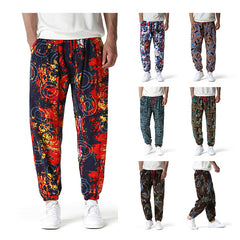 Men's Cotton Linen Printed Pencil Pants