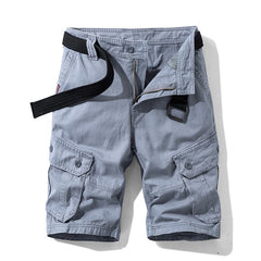 Men's Solid Color Multi-Pocket Cargo Shorts