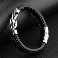 Titanium Steel Men's Leather Bracelet and Wristband