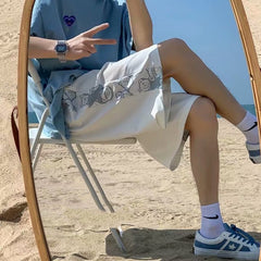 Men's New Loose Quarter Printed Beach Pants