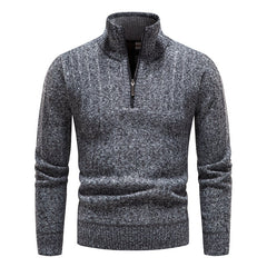 Men's Striped Fleece Stand Collar Pullover Sweater