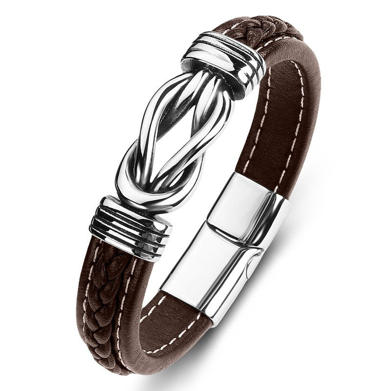 Titanium Steel Men's Leather Bracelet and Wristband