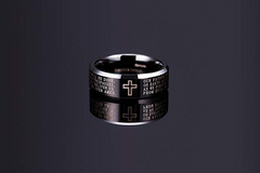 Men's Cross Ring in Black Tungsten Steel