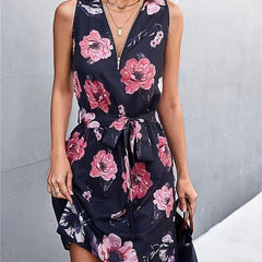V-neck Zip-neck Dress for Women in Spring and Summer