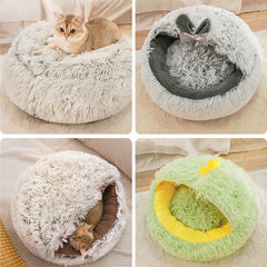 Winter Cat Bed with Enclosed Design for Small Pets