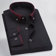 Men's White Stretch Long Sleeve Business Shirt