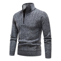 Men's Striped Fleece Stand Collar Pullover Sweater