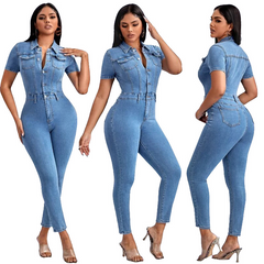 Women's Skinny Denim Jumpsuit
